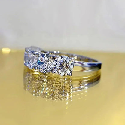 NeeTim 5mm 6.5mm Full Moissanite Ring for Women S925 Sterling Silver Eternity Sparkling Diamond Band Wedding Rings Jewelry