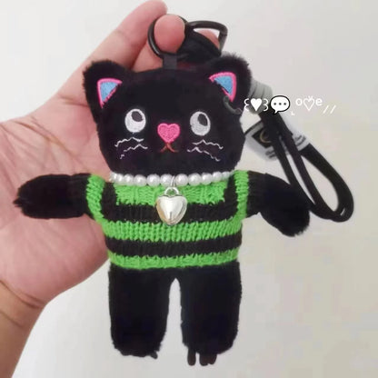 15cm かわいいピンクの猫ぬいぐるみキーチェーン かわいい猫ぬいぐるみペンダント 柔らかい動物キーホルダー 車のキー用バックルアクセサリー 女の子・女性用バッグハンギング