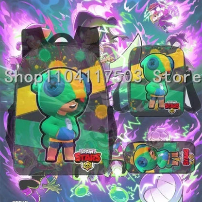 Anime Figures 3Pcs Backpack Set Kawaii Schoolbag Cartoon Mochila Anime Large Capacity 16 inch Bags Birthday Gifts