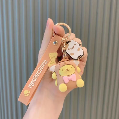 Sanrio Cute Girl Keychain Bag Pendant Pink Kuromi Melody Cinnamoroll Car Key Sanrio Accessories Set Ring Backpack Holiday Gifts