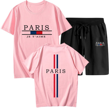Summer Mens Tracksuit Casual Jogging Short Sleeve Suit Comfort Loose Man Training Jersey Cotton T-shirts+Sport Short 2-Piece Set
