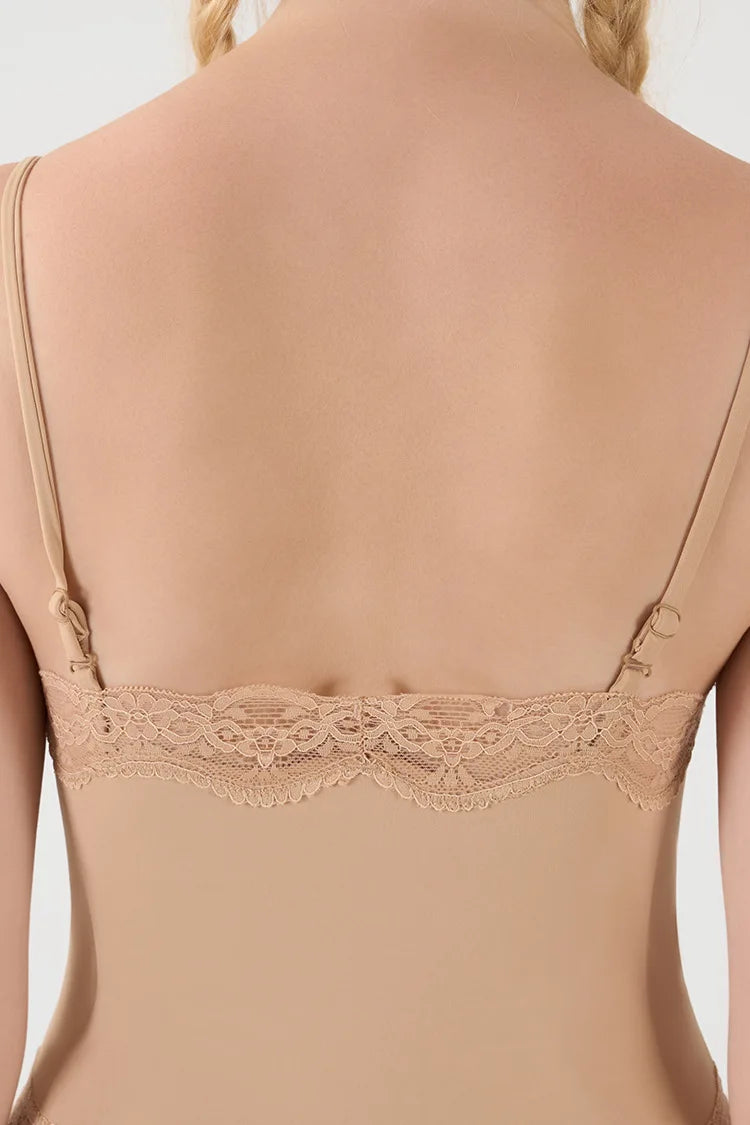 Summer Hot Girl Lace Edge Shoulder Strap Adjustable Jumpsuit Tight Fitting Vest Bodysuits Women's Sports Yoga Shapewear Camisole
