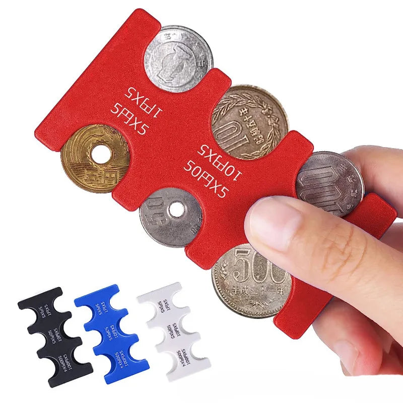 Mini Portable Coin Organizer, Portable Plastic Coin Holder, Multi-Slot Japanese & Korean Currency Storage, Money Management