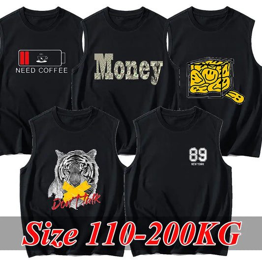 コットン メンズ タンクトップ 夏 プラスサイズ 10XL 12XL 14XL ノースリーブ Tシャツ オーバーサイズ ルーズベスト Oネック Tシャツ 200KG トップス 衣類