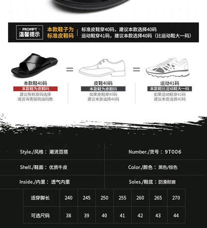 Sandals for Men Slippers Genuine Leather Luxury Brand Fashion  Men Flats Casual Non-slip Beach Sandalia Zapatos Hombre 2024