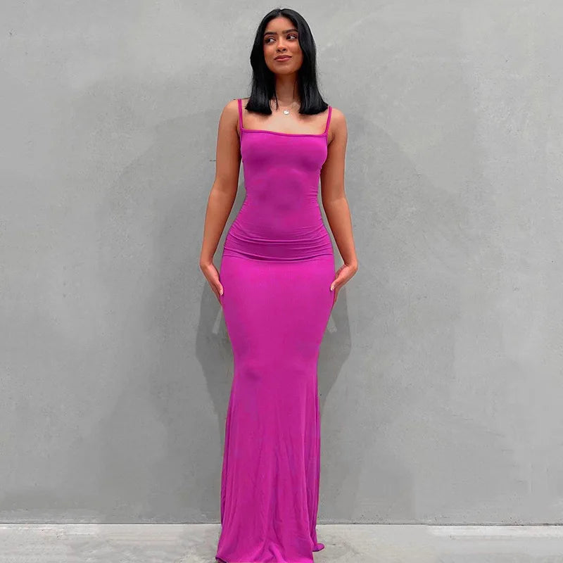 Satin Slip Sleeveless Backless Maxi Dress Women 2025 Y2K Summer Bodycon Elegant Sexy Outfits Ladies Birthday Party Club Sundress