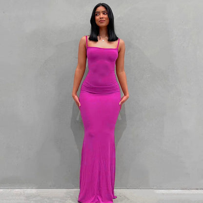 Satin Slip Sleeveless Backless Maxi Dress Women 2025 Y2K Summer Bodycon Elegant Sexy Outfits Ladies Birthday Party Club Sundress