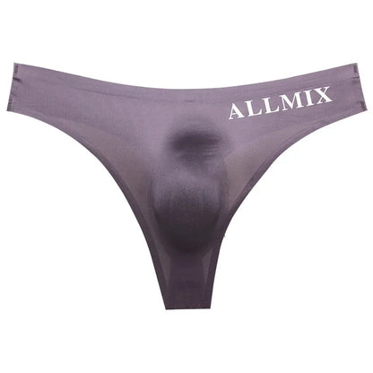 Sexy Transparent Underwear Men Thongs Sports Fitness Letter Thin Hip Sissy Panties G-Strings Ice Silk Low Waist Seamless Thongs