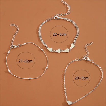 Simple Heart Female Anklets Barefoot Crochet Sandals Foot Jewelry Leg New Anklets On Foot Ankle Bracelets For Women Leg Chain