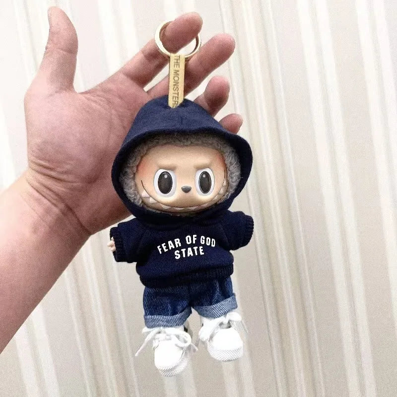洋服のみ 17cm ペンダント ブラインドボックス Labubu ベビー服 キーチェーン Labubu ドール プリントセーターセット