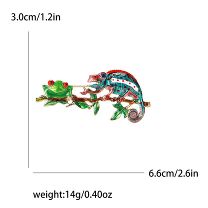 Rhinestone Chameleon Brooch for Women Unisex Enamel Lizard Pin Banquet Party Backpack Gifts Jewelry Accessories