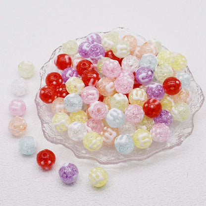 10pcs/bag Acrylic Beads Fashion Hand Drawn Cartoon Painting Loose Beaded DIY Handmade DIY Bracelets Mobile phone chain Bead Pen