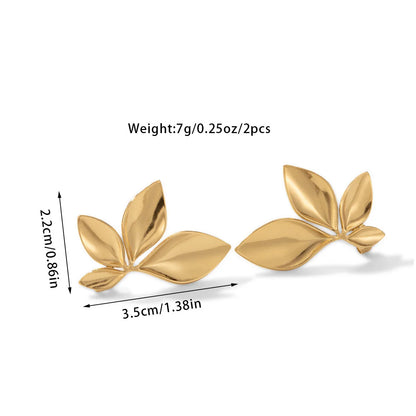925 Silver Needle Korean Fashion Leaf Flower Earrings For Women Metal Earings Jewelry 2025 Trending Women's Gold Color Earrings