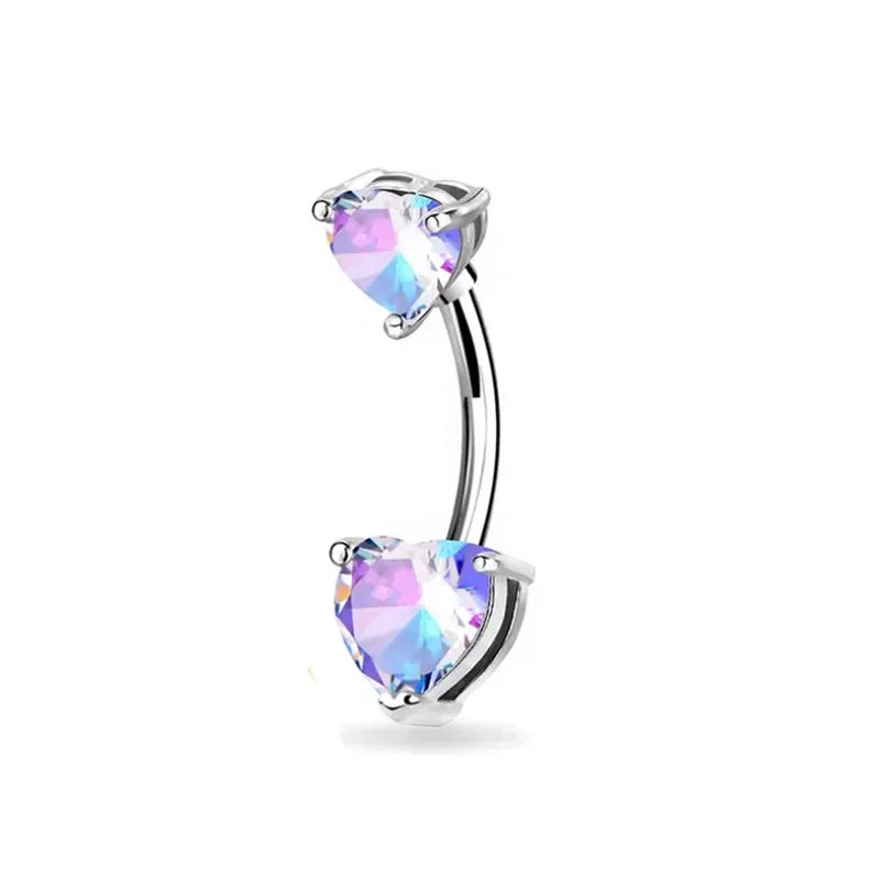 Alloy Zircon Navel Nail Ring Crystal Bar Barbell Drop Flower Dangle Body Piercing Belly Button Rings Men Women Body Jewelry Gift