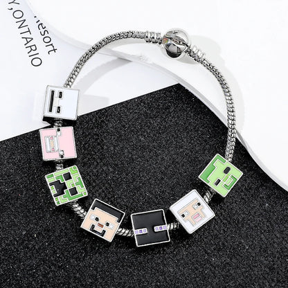 Fashion Beads Bracelet Square Cartoon Sheep Beads Bangle Hand Chain for Men Women Kawaii Accessories Jewelry