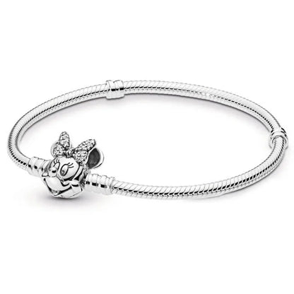2024 Minnie Mickey Spider Original 925 Silver Plated Bracelets Love Heart Clasp Bead Charm Bracelet For Women DIY Jewelry Gifts