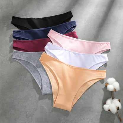 4PCS Seamless Cotton Panties Women Solid Color Briefs Sexy Low Waist Underpants Female Breathable Underwear Ladies Stretch Panti
