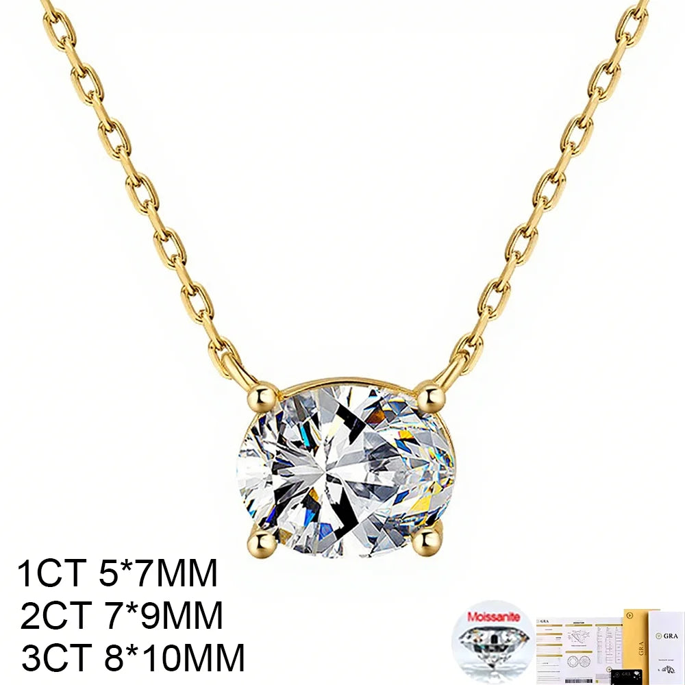 COSYA 1-3CT Oval Cut Moissanite Pendant Necklace For Women S925 Silver 18K Gold Lab Diamond Necklace Wedding Party Fine Jewelry