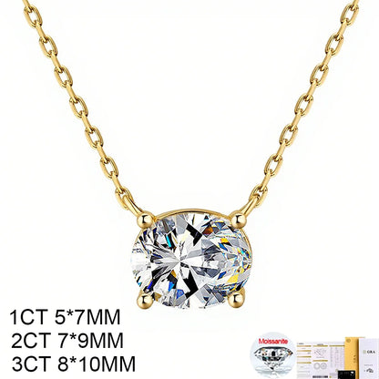 COSYA 1-3CT Oval Cut Moissanite Pendant Necklace For Women S925 Silver 18K Gold Lab Diamond Necklace Wedding Party Fine Jewelry