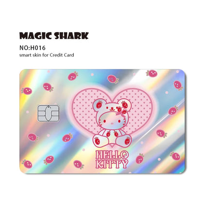 ホットセール Hello Kitty Kuromi ホログラフィックレーザー光沢フィルムスキンカバーステッカー（デビット・クレジットカード・銀行カード用）