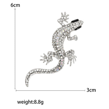 Rhinestone Chameleon Brooch for Women Unisex Enamel Lizard Pin Banquet Party Backpack Gifts Jewelry Accessories