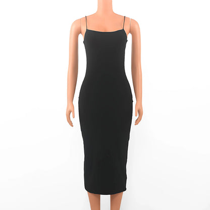 Summer Sexy Dress Women Fashion Streetwear Sleeveless Backless Solid Bodycon Straps Dress Casual Clubwear Elegant Party Dresses