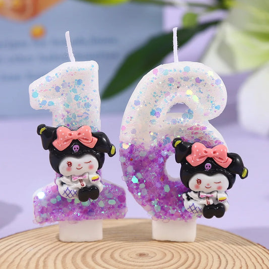 Kawaii Kuromi Birthday Candle Sanrio Purple 0-9 number Candles Birthday Cake Decoration Anniversary Party Candles Scene supplies