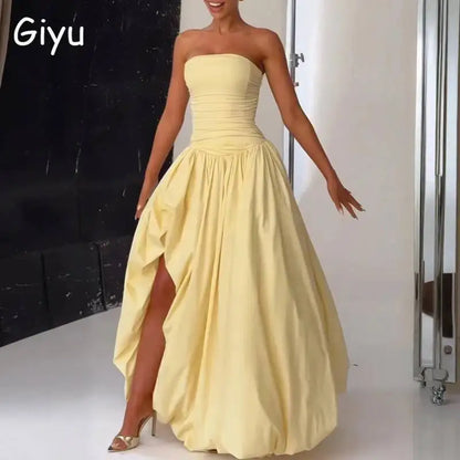 Giyu Sexy Evening Club Party Dresses Women 2025 Summer Bandage Lace Up Split Maxi Long Dress Elegant Strapless Backless Robe