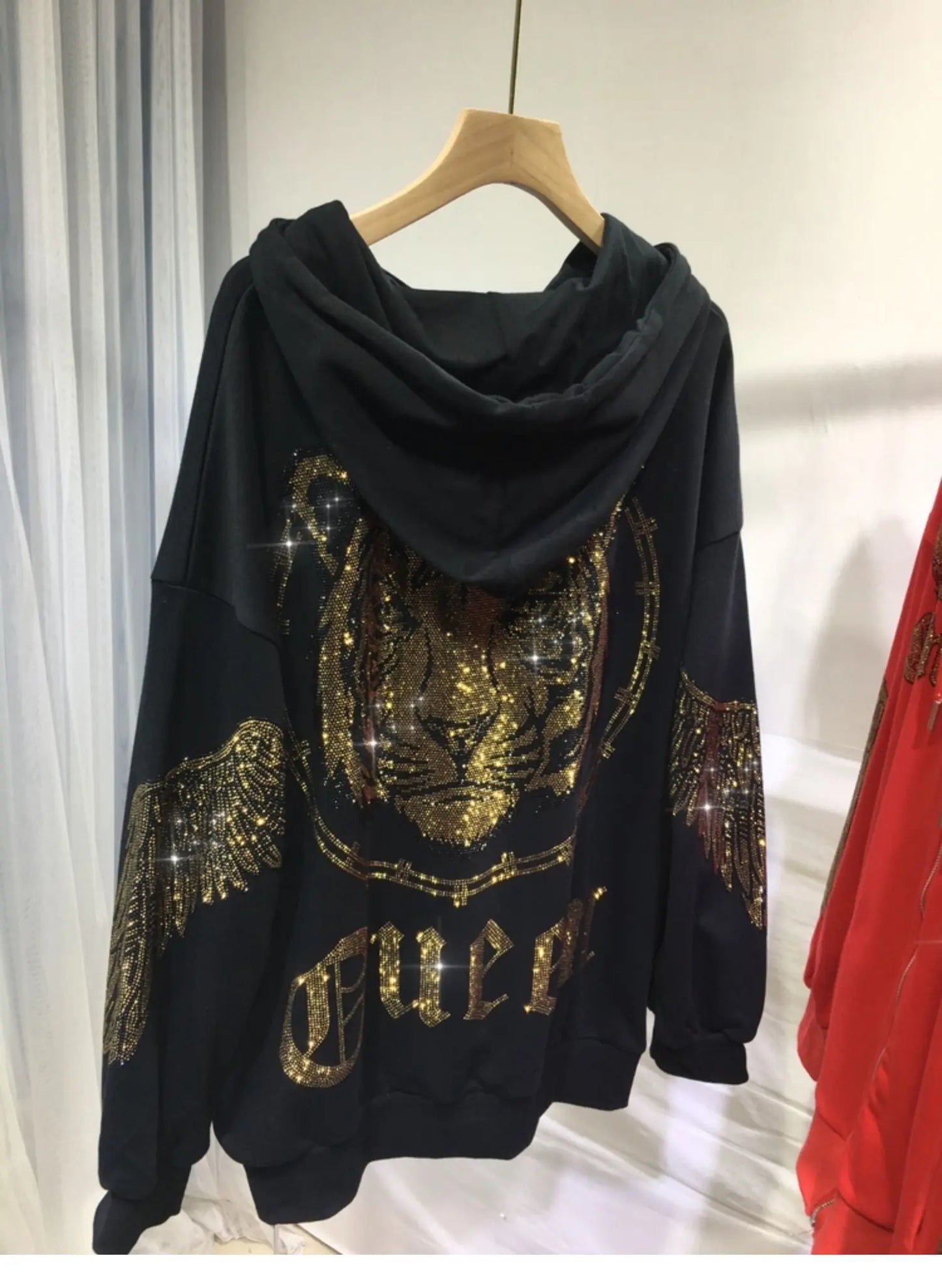 Plus Size Women Clothing Rhinestones Zip Up Hoodies & Sweatshirt Women Men Winter Autumn Luxury Brand Hoodie Woman Blouse