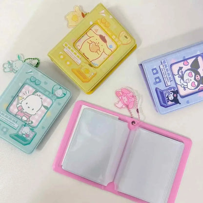 3Inch Sanrio Hello Kitty Photo Album Card Kawaii Kuromi Cinnamoroll Melody Card Storage Holder Cards Collect Mini Toys Gifts