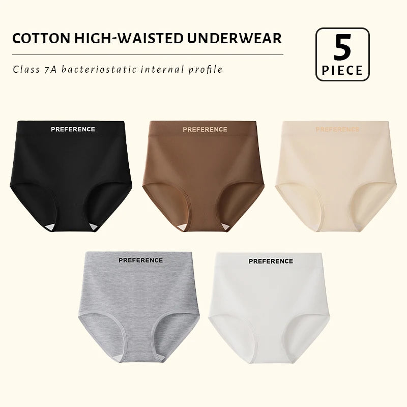 FallSweet 5Pcs Women Plus Size Cotton Panties Seamless Panties Comfort Breathable Underwear Girls Mid-Waist Briefs Sexy Lingerie