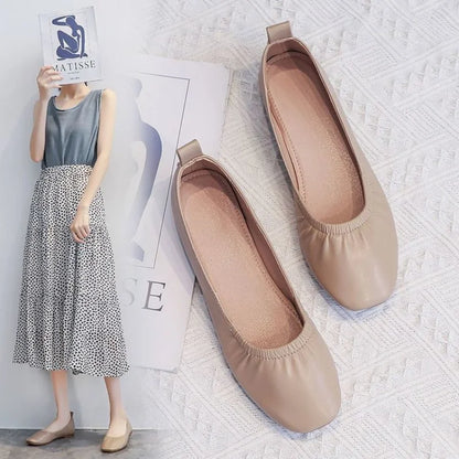 Women's Flats – 2025 Autumn New Trendy Retro Fashion Low-Heel Casual Commuting Leather Loafers (Driving Shoes for Petite Women)
