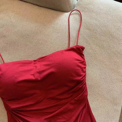 2024 Women Halter Top Summer Korean Style Trend Fashion Built in Women Bra Stretch Women Beach Everyday Casual Tank Top