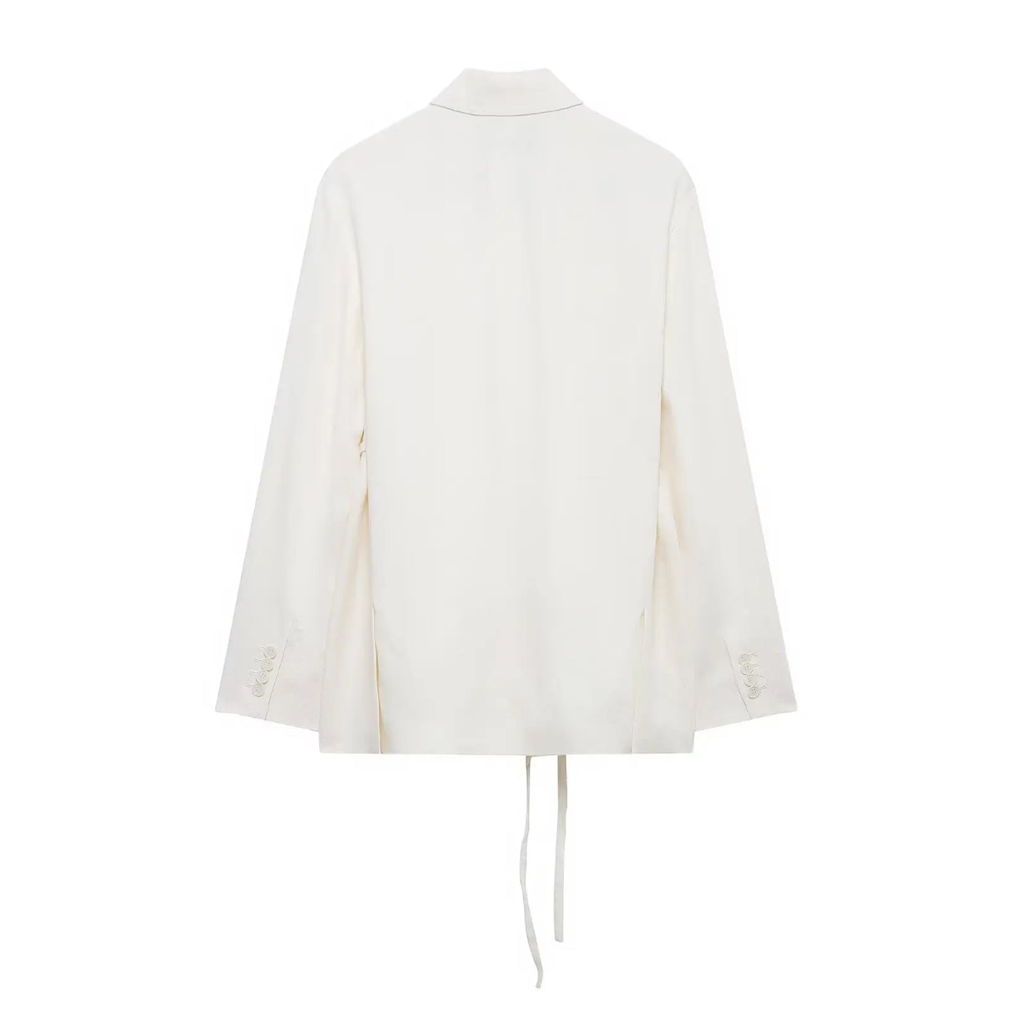 TRAFZA Women's Suits White Turn-Down Collar Long Sleeves Lace-Up Blazers+High Waist Zipper Long Pants Female Spring Fashion Sets