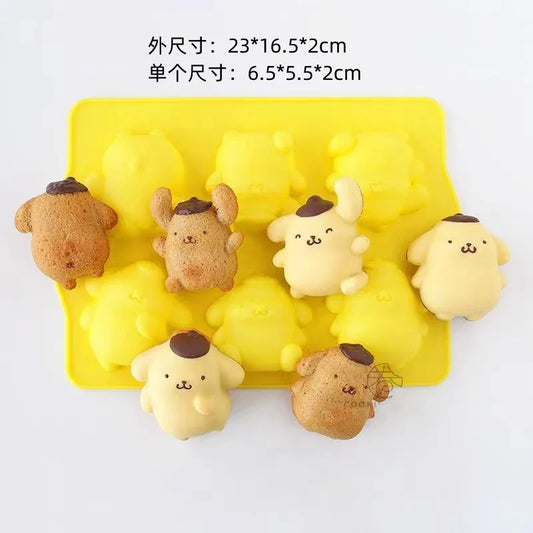 Sanrio Pompom Purin Silicone Cake Molds Hello Kitty Kawaii Anime Baking Tools 3D Bread Pastry Mould Chocolate Mould Diy Tool Toy