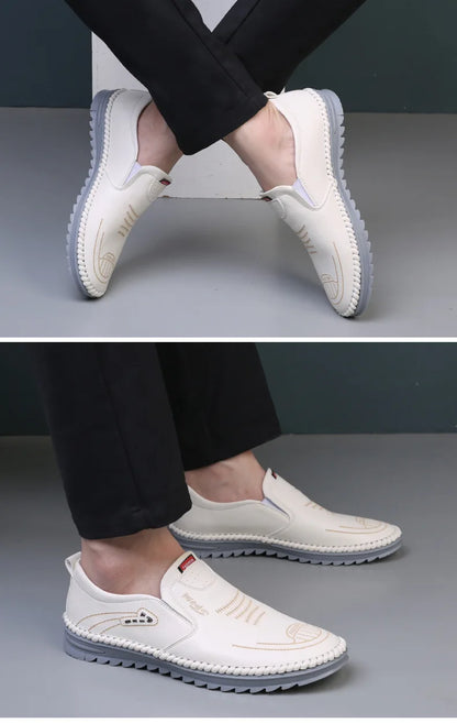 Men Loafers 2025 New Leather Shoes Men's Casual Shoes Moccasins Breathable Sneakers Male Driving Shoes Comfort Flats Plus Size