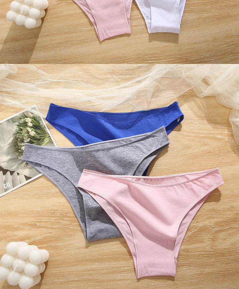 FINETOO 5PCS/Set M-XXL Panties Women Cotton Lingerie Woman Underwear Sexy Femme Underwear Girls Underpant Panty 7 Solid Colors