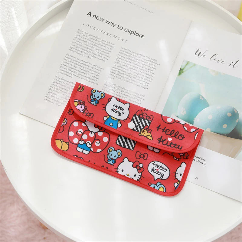Sanrio Kuromi Waterproof Mask Storage Bag Melody Portable Small Item Storage Bag Cosmetic Bag Oxford Cloth Receipt Bag