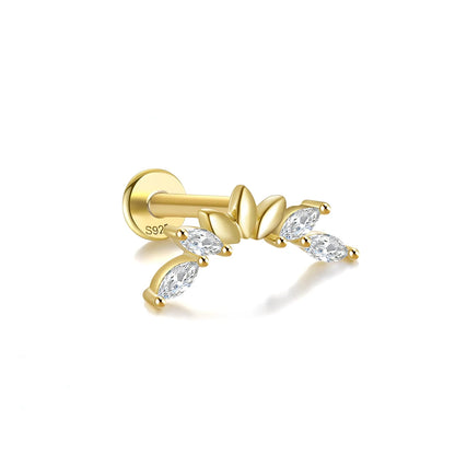 Aide 925 Sterling Silver 1pc Geometry Multi Piercing Stud Earrings For Women K Gold Simple Elegant Tassel Jewelry Gift Pendiente