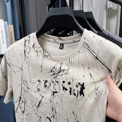 Top Grade Print New Summer Tops Hipster Designer Tshirt Men 2025 Brand Short Sleeve Round Neck Casual Fashion Men Clothing