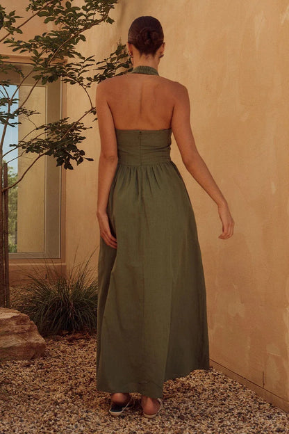 Fashion Halter Neck Long Dresses Women 2024 Summer New Sexy Backless Temperament Commuting Maxi Dress Female Streetwear Vestidos