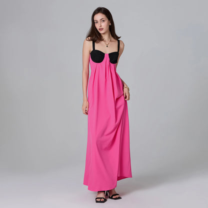 Puloru Night Clubbing Party Dresses Women Patchwork Backless Sleeveless Loose Fit Slips Long Dress Gown Evening Vestidos