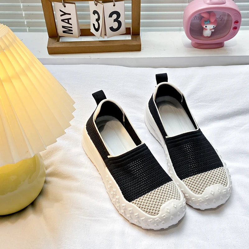 Knit Loafers for Women Mesh Comfortable Slip On Casual Breathable Outdoor Walking Shoes Ladies Lightweight Sneakers