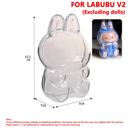 Labubu V1/V2/V3用透明保護カバー ポータブル収納ケース 防塵ディスプレイバッグ オーガナイザードールアクセサリー