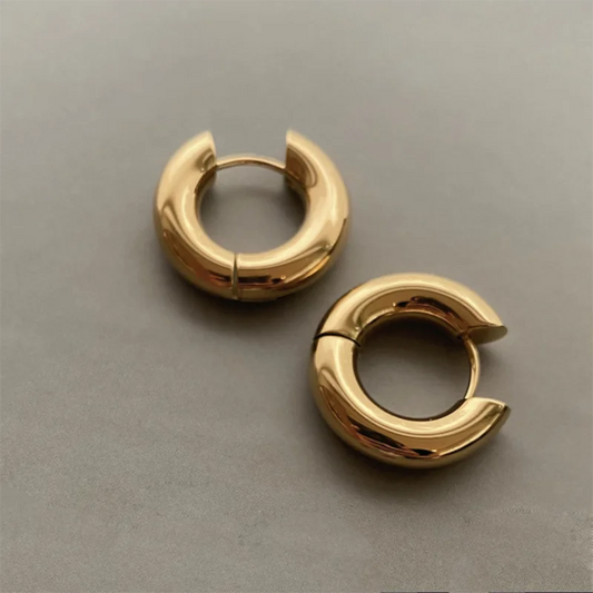 20mm Stainless Steel Hoop Earrings for Women Smooth Metal Round Chunky Ear Buckle Huggie Earrings Jewelry Accessories Wholesale