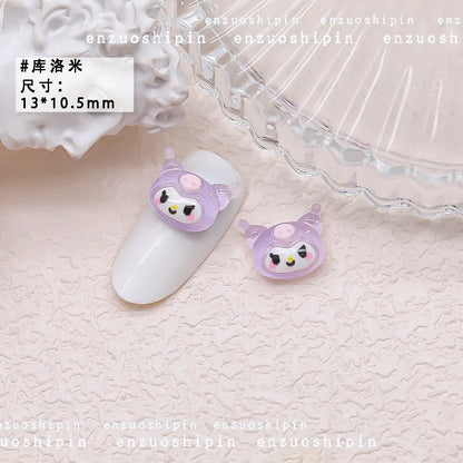 50Pcs Nail Charms Set - Oversized 3D Kuromi & Pochacco Resin Decor for Bold Kawaii Nail Art