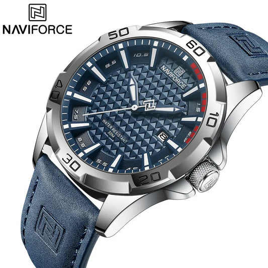 NAVIFORCEブランド メンズファッションクォーツ腕時計 男性用レザーストラップ スポーツ 防水腕時計 カレンダー時計 レロジオマスキュリーノ
