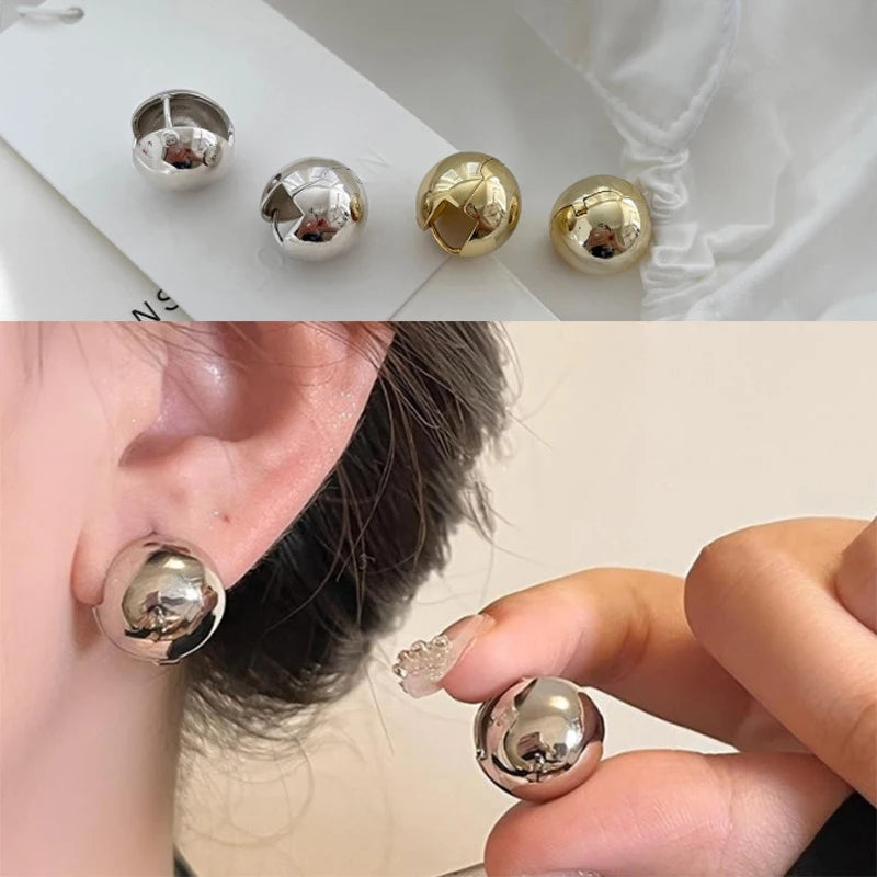 Women's Girls European Style Punk Fashion Geometric 18K Plated Ball round Stud Earrings Party Accessory