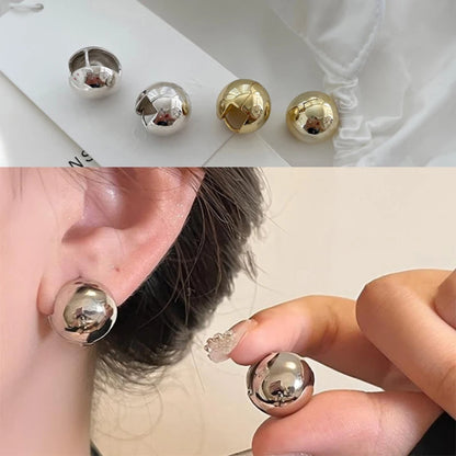 Women's Girls European Style Punk Fashion Geometric 18K Plated Ball round Stud Earrings Party Accessory