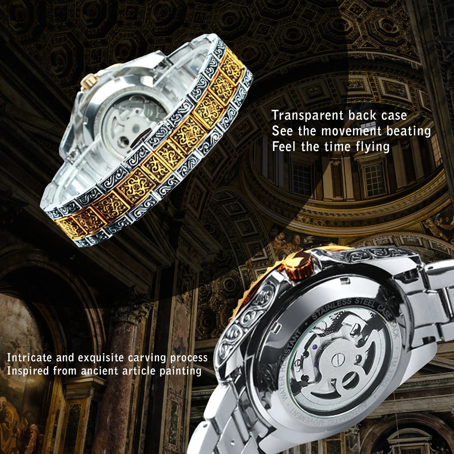 WINNER Luxury Tourbillon Skeleton Automatic Mechanical Watch for Men Luminous Hands Vintage Engraved Mens Watches Steel Strap